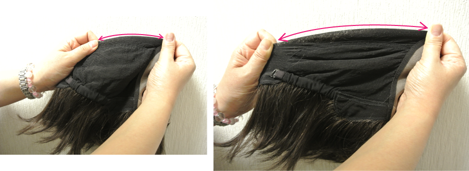 さらに伸縮性ソフトネットで頭部を締め付けない