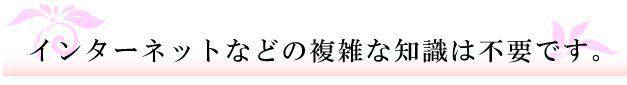 インターネットなどの複雑な知識は不要です。