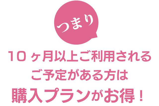 10ヶ月以上ご利用されるご予定がある方は購入プランがお得になります!