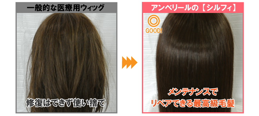 メンテナンスでリペアできる最高級毛髪