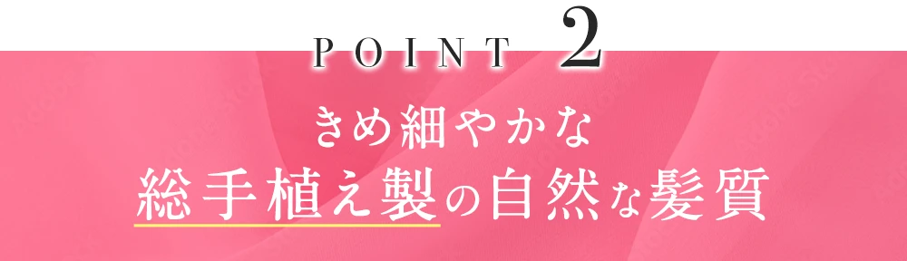 きめ細やかな総手植え性の自然な髪質