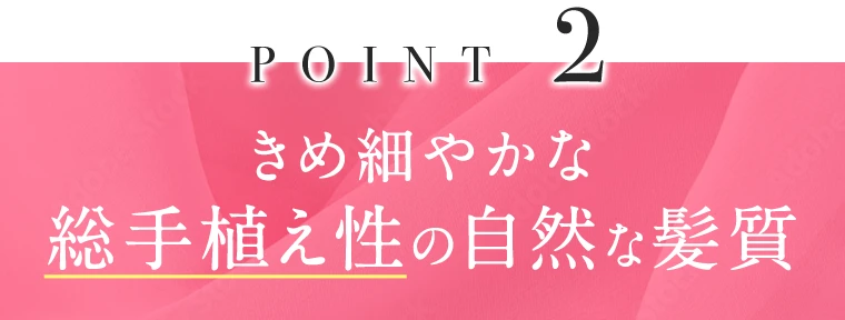 きめ細やかな総手植え性の自然な髪質